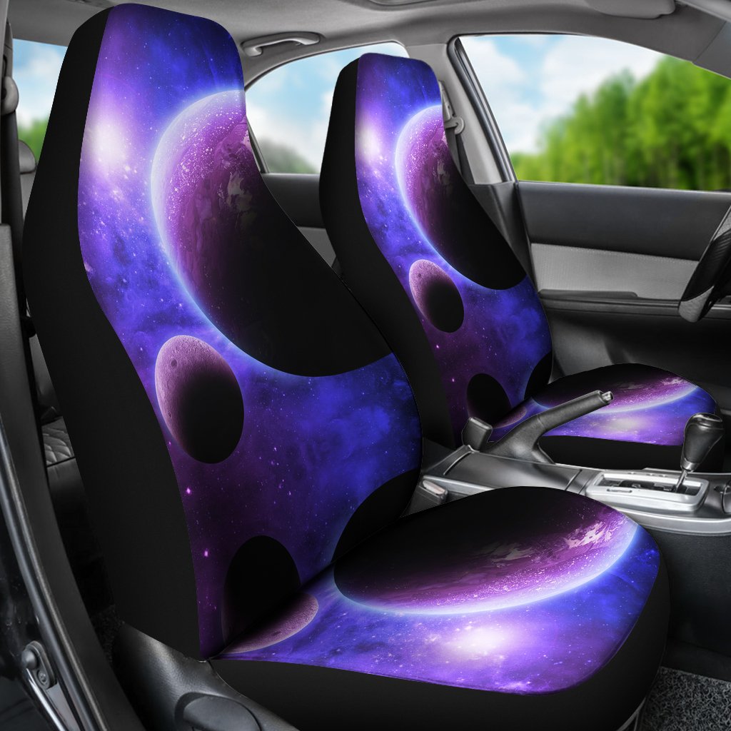 Purple Galaxy Space Moon Earth Print Universal Fit Car Seat Cover-grizzshop