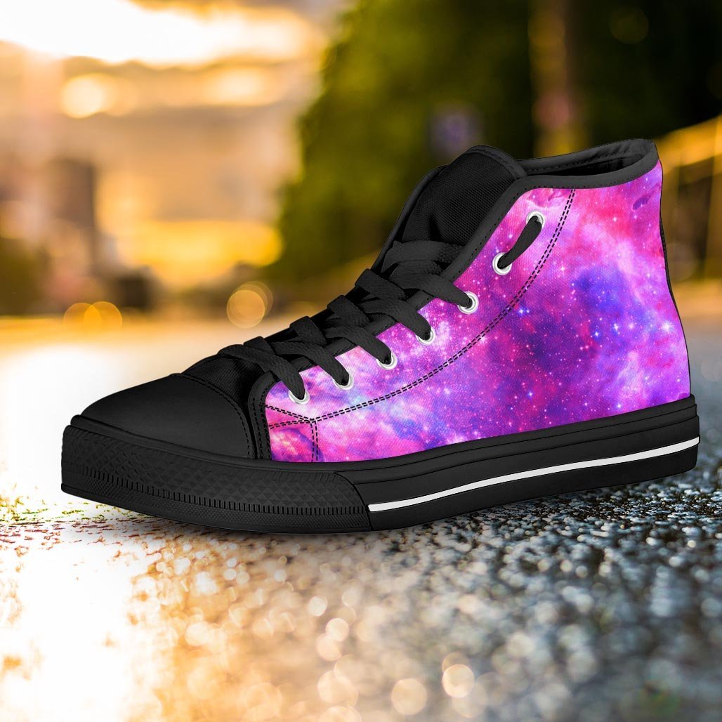 Purple Galaxy Space Women's High Top Shoes-grizzshop