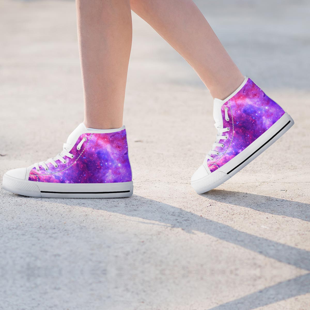 Purple Galaxy Space Women's High Top Shoes-grizzshop
