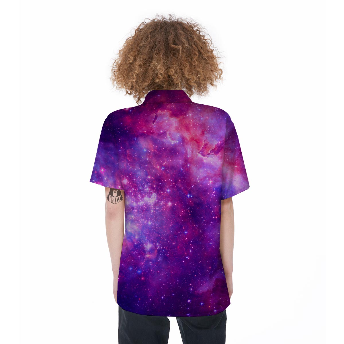 Purple Galaxy Space Women's Short Sleeve Shirts-grizzshop
