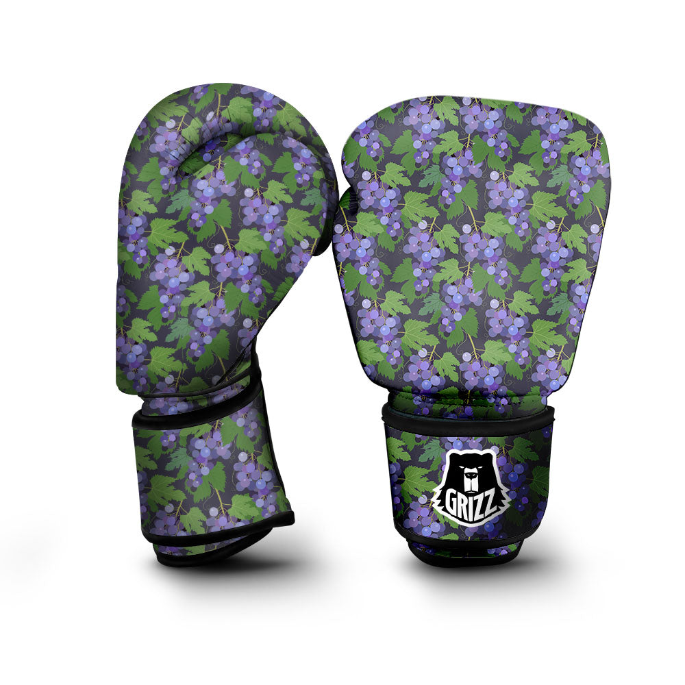 Purple Grapes Print Pattern Boxing Gloves-grizzshop