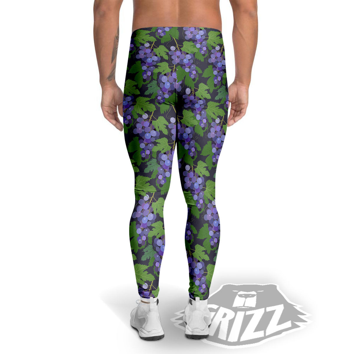 Purple Grapes Print Pattern Men's Leggings-grizzshop