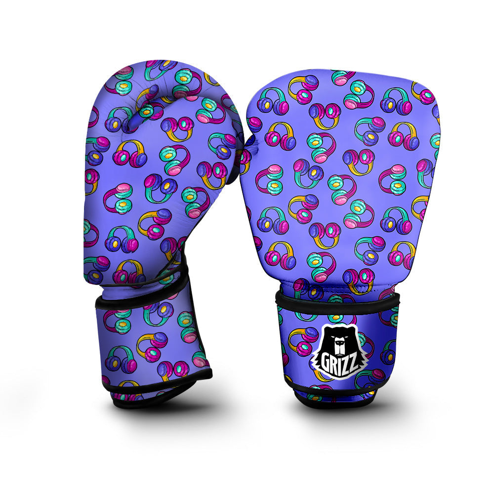 Purple Headphones Print Pattern Boxing Gloves-grizzshop
