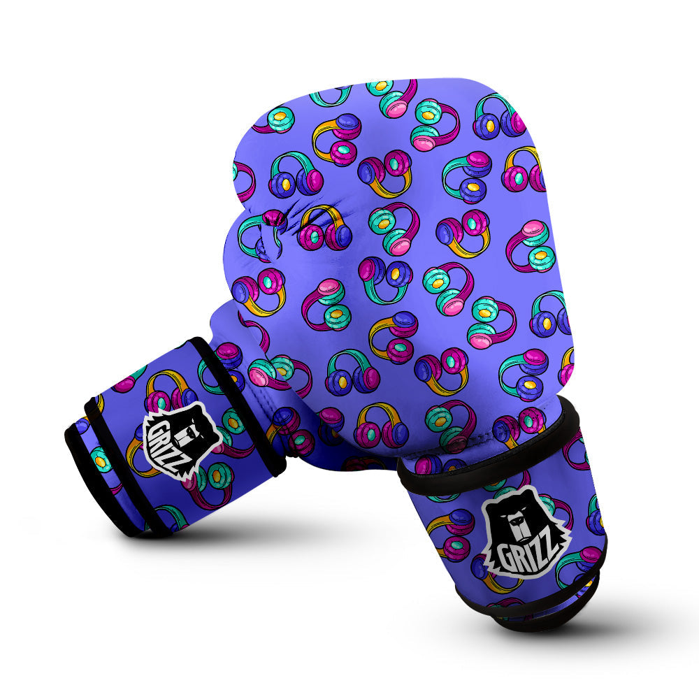 Purple Headphones Print Pattern Boxing Gloves-grizzshop