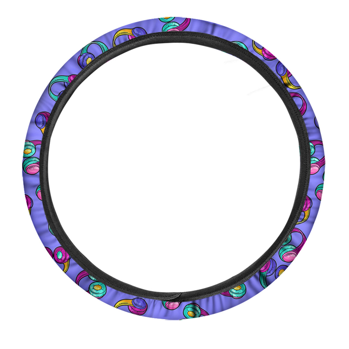 Purple Headphones Print Pattern Car Steering Wheel Cover-grizzshop