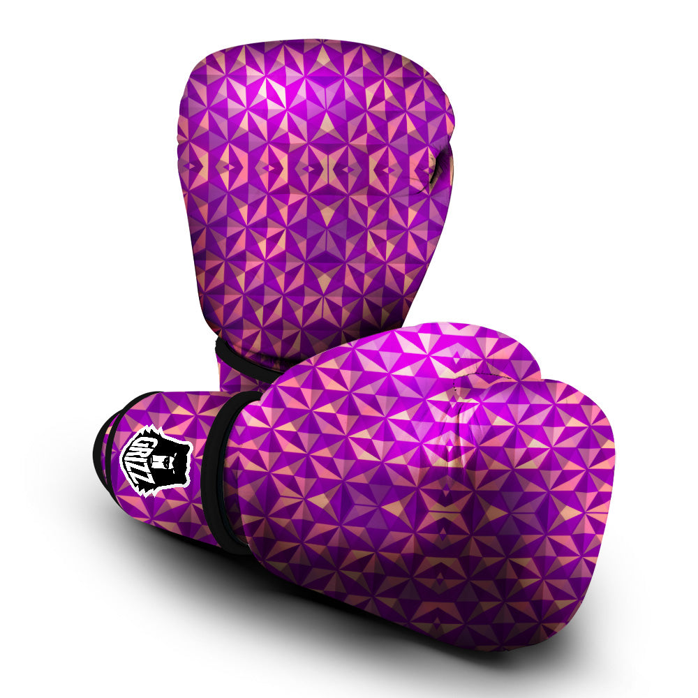 Purple Hexagonal Shape Print Pattern Boxing Gloves-grizzshop