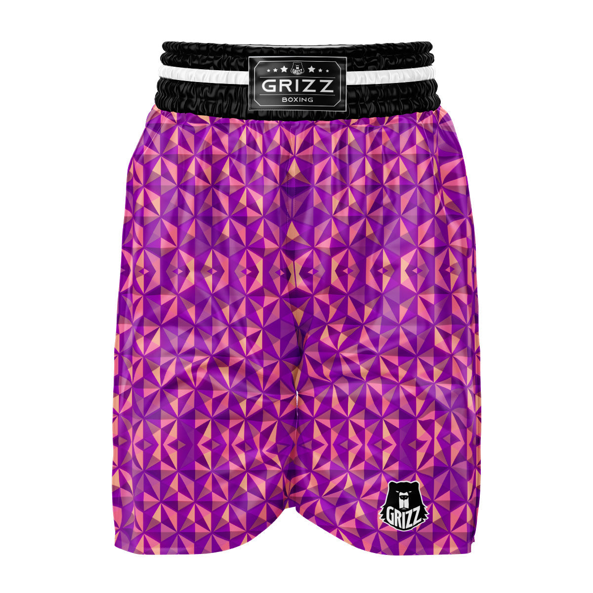 Purple Hexagonal Shape Print Pattern Boxing Shorts-grizzshop