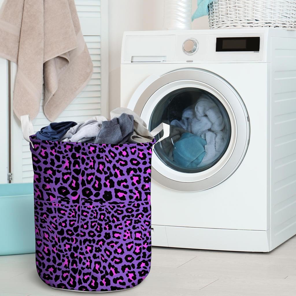 Purple Leopard Laundry Basket-grizzshop