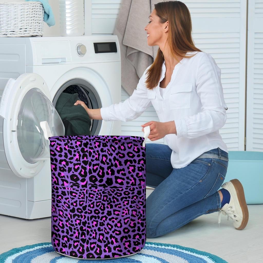 Purple Leopard Laundry Basket-grizzshop
