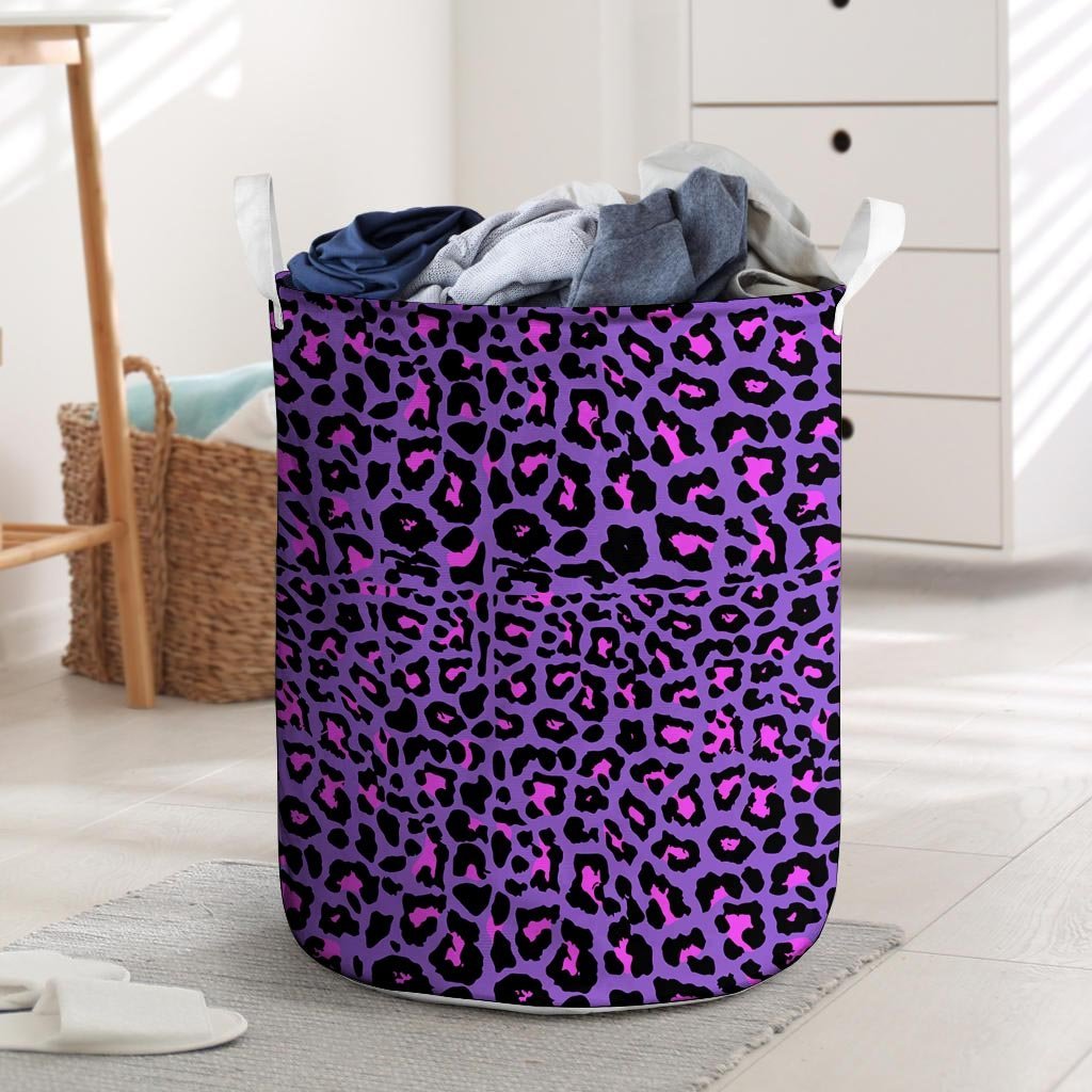 Purple Leopard Laundry Basket-grizzshop