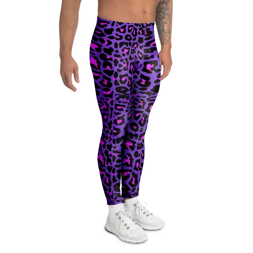 Purple Leopard Men's Leggings-grizzshop