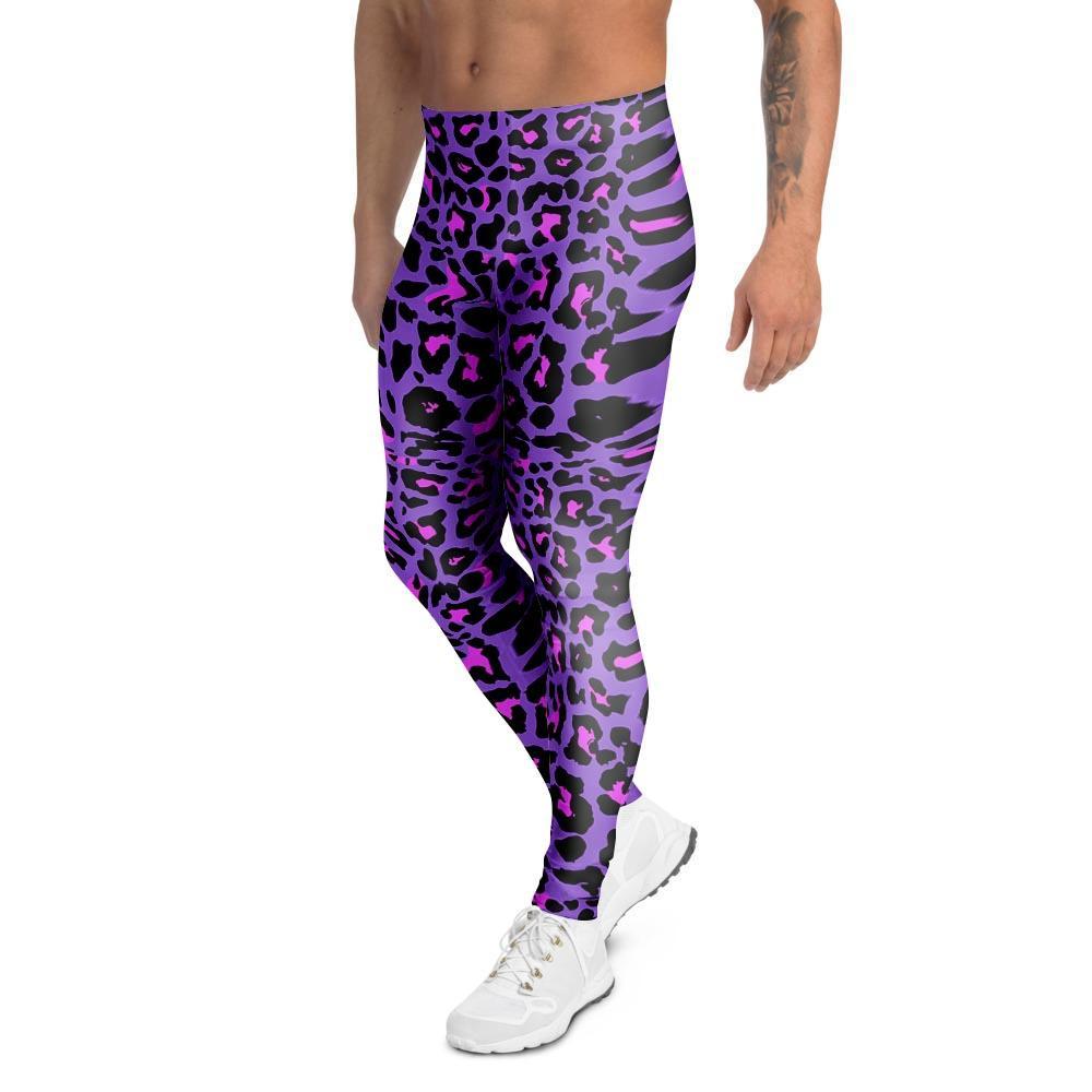 Purple Leopard Men's Leggings-grizzshop
