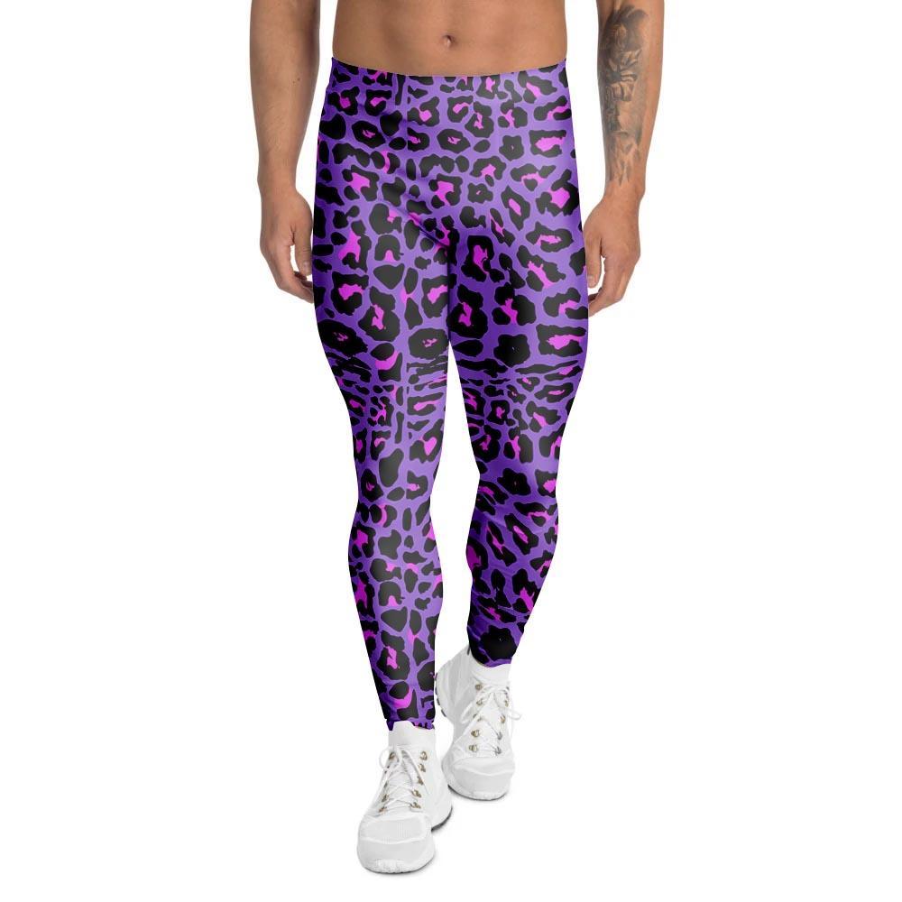 Purple Leopard Men's Leggings-grizzshop