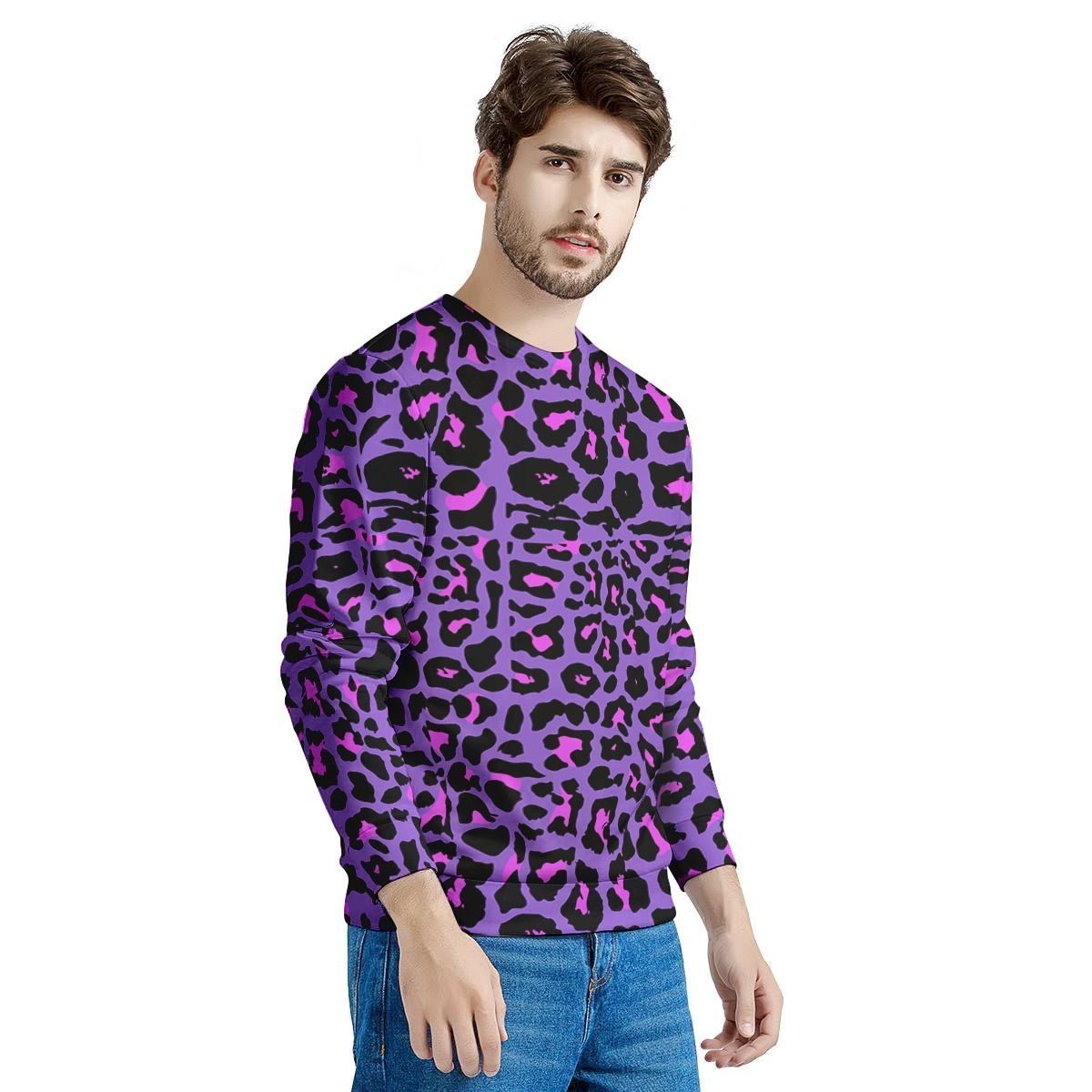 Purple Leopard Men's Sweatshirt-grizzshop