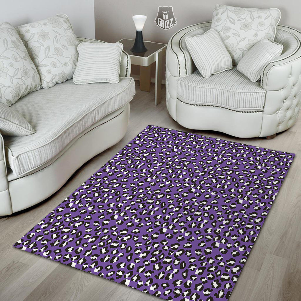 Purple Leopard Print Pattern Floor Mat-grizzshop