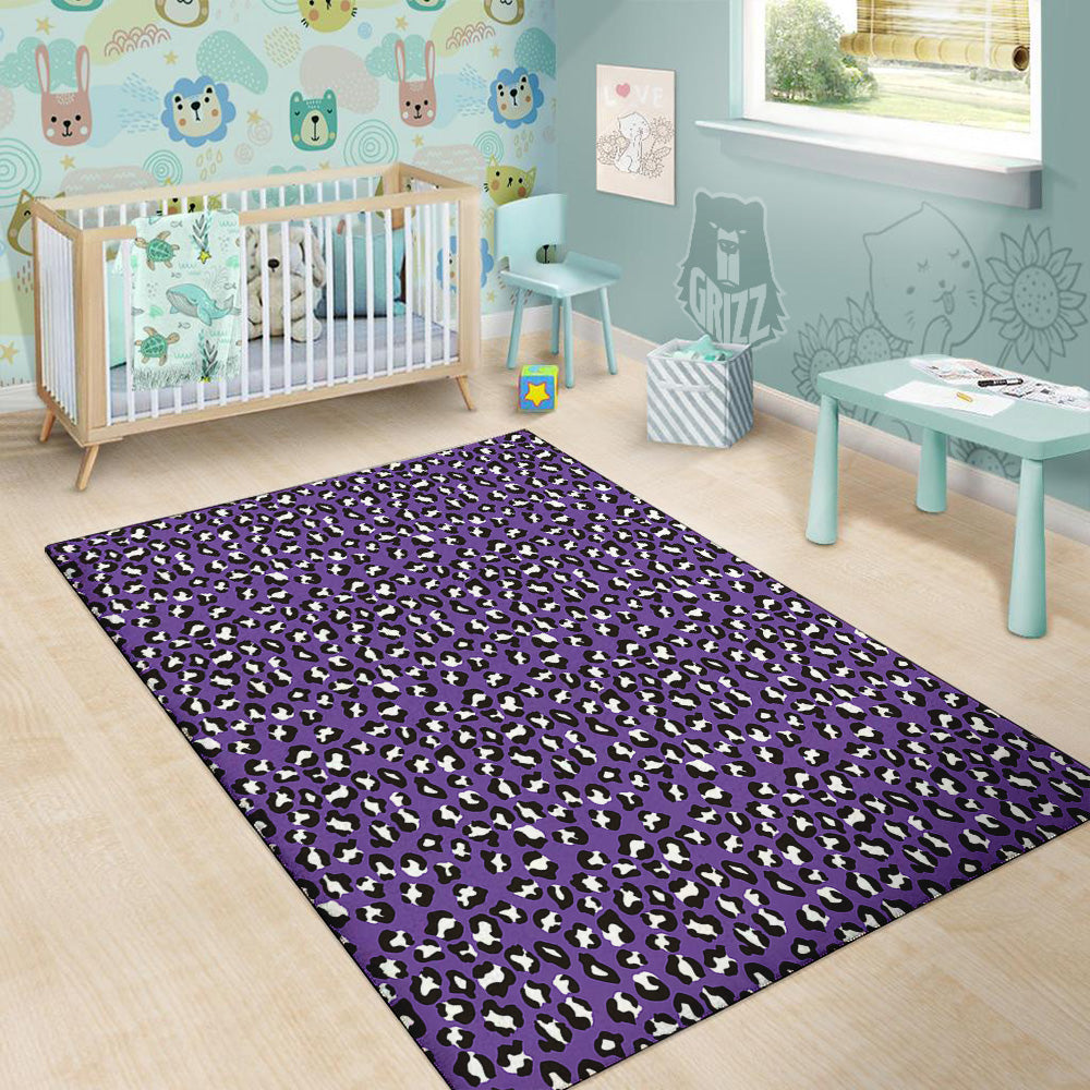 Purple Leopard Print Pattern Floor Mat-grizzshop
