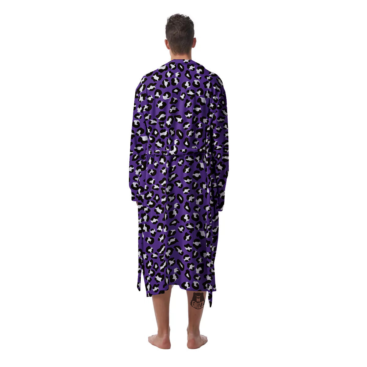 Purple Leopard Print Pattern Men's Robe-grizzshop