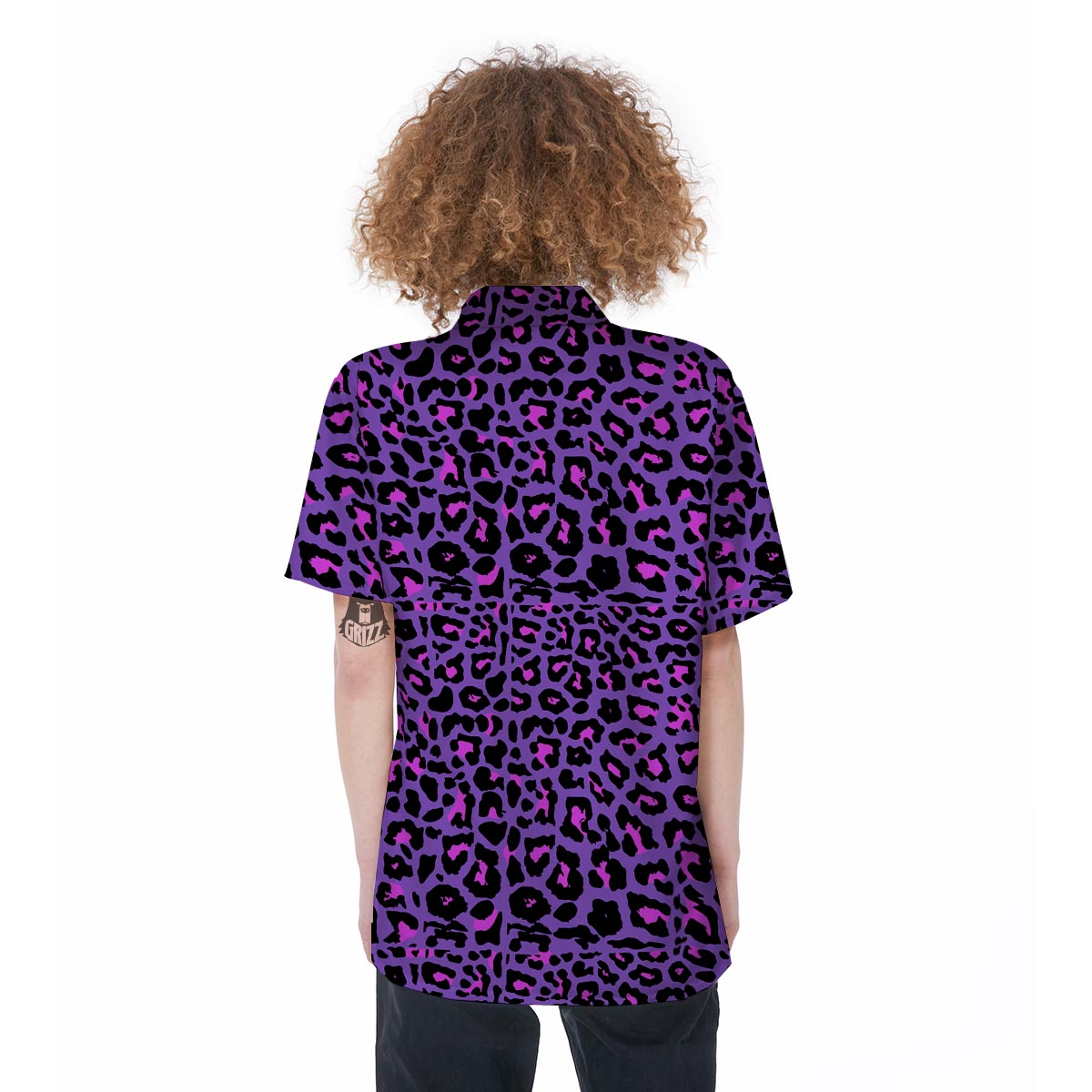 Purple Leopard Women's Short Sleeve Shirts-grizzshop