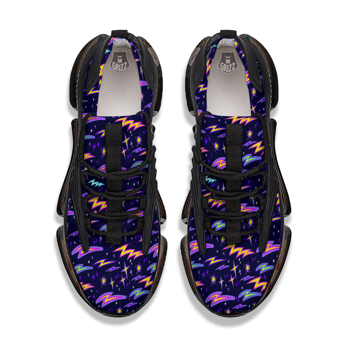 Purple Lightning Flashes Print Pattern Black Gym Shoes-grizzshop
