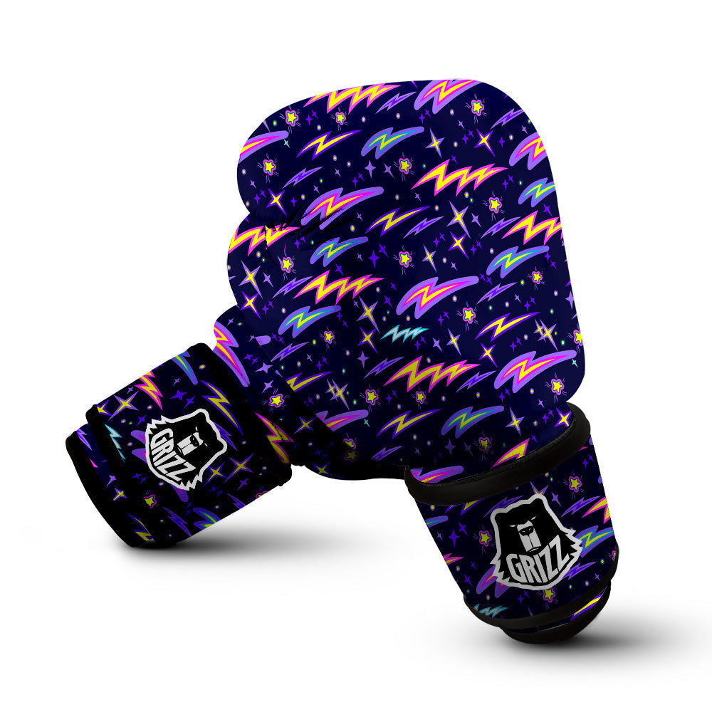 Purple Lightning Flashes Print Pattern Boxing Gloves-grizzshop