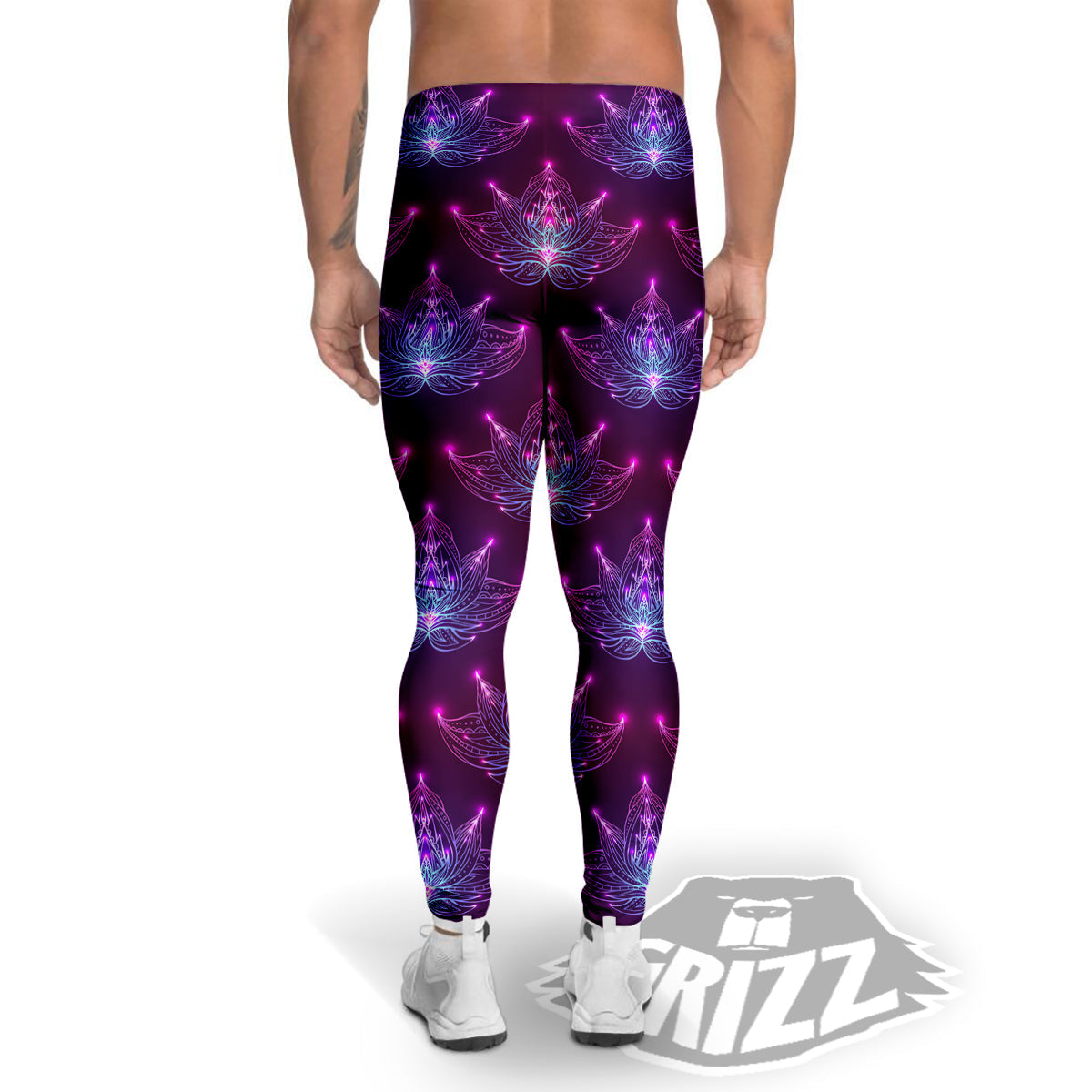 Purple Lotus Boho Print Pattern Men's Leggings-grizzshop