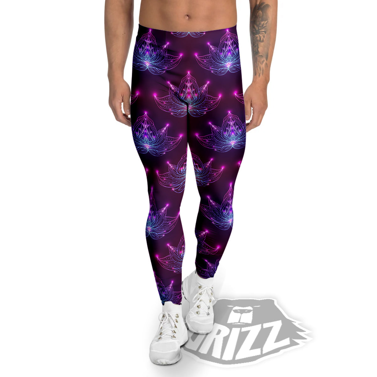 Purple Lotus Boho Print Pattern Men's Leggings-grizzshop