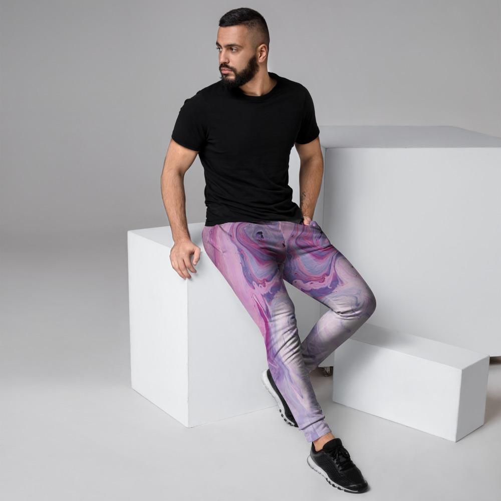 Purple Marble Men's Joggers-grizzshop