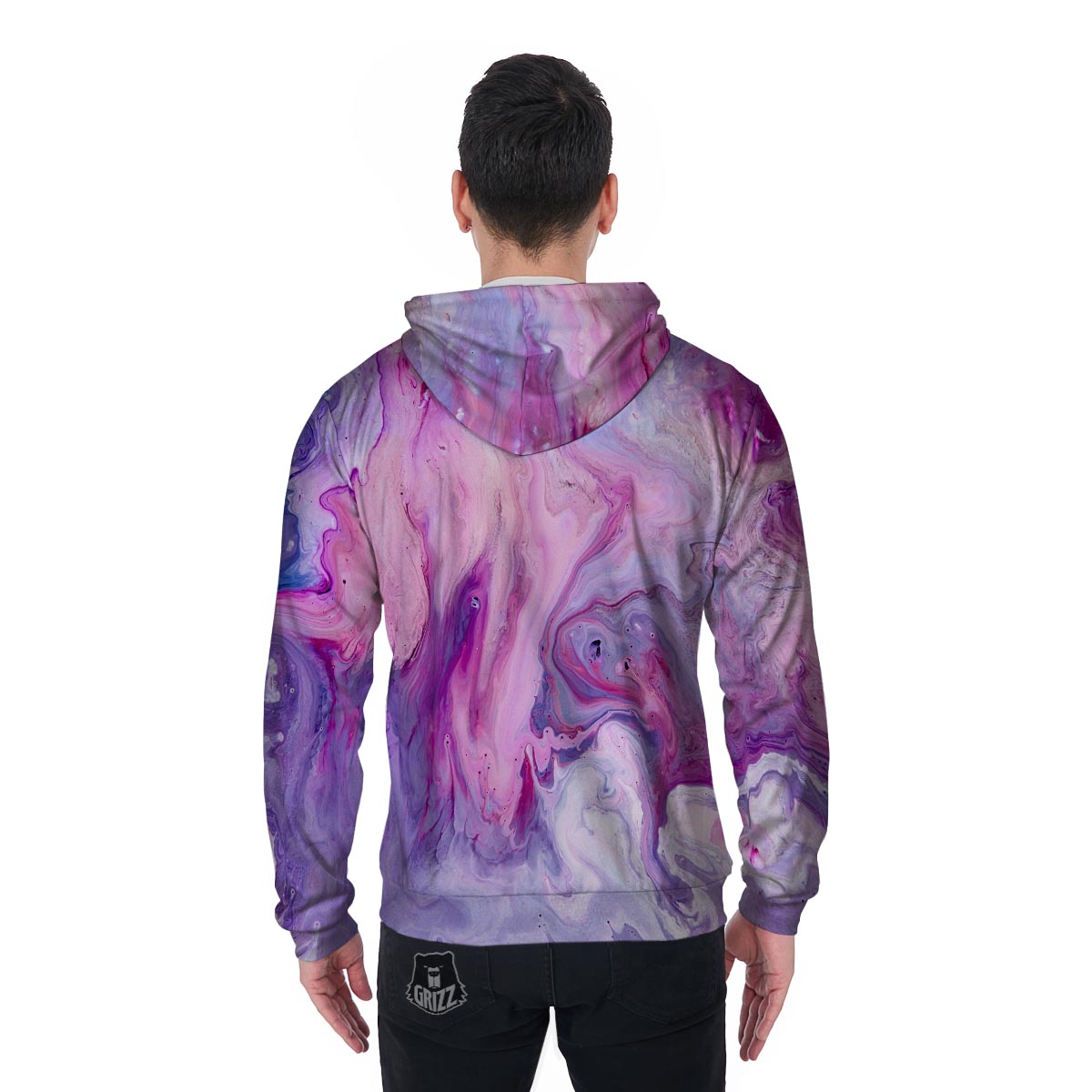 Purple Marble Men's Zip Up Hoodie-grizzshop