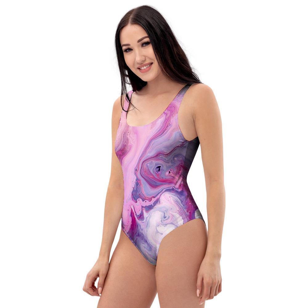 Purple Marble One Piece Swimsuite-grizzshop