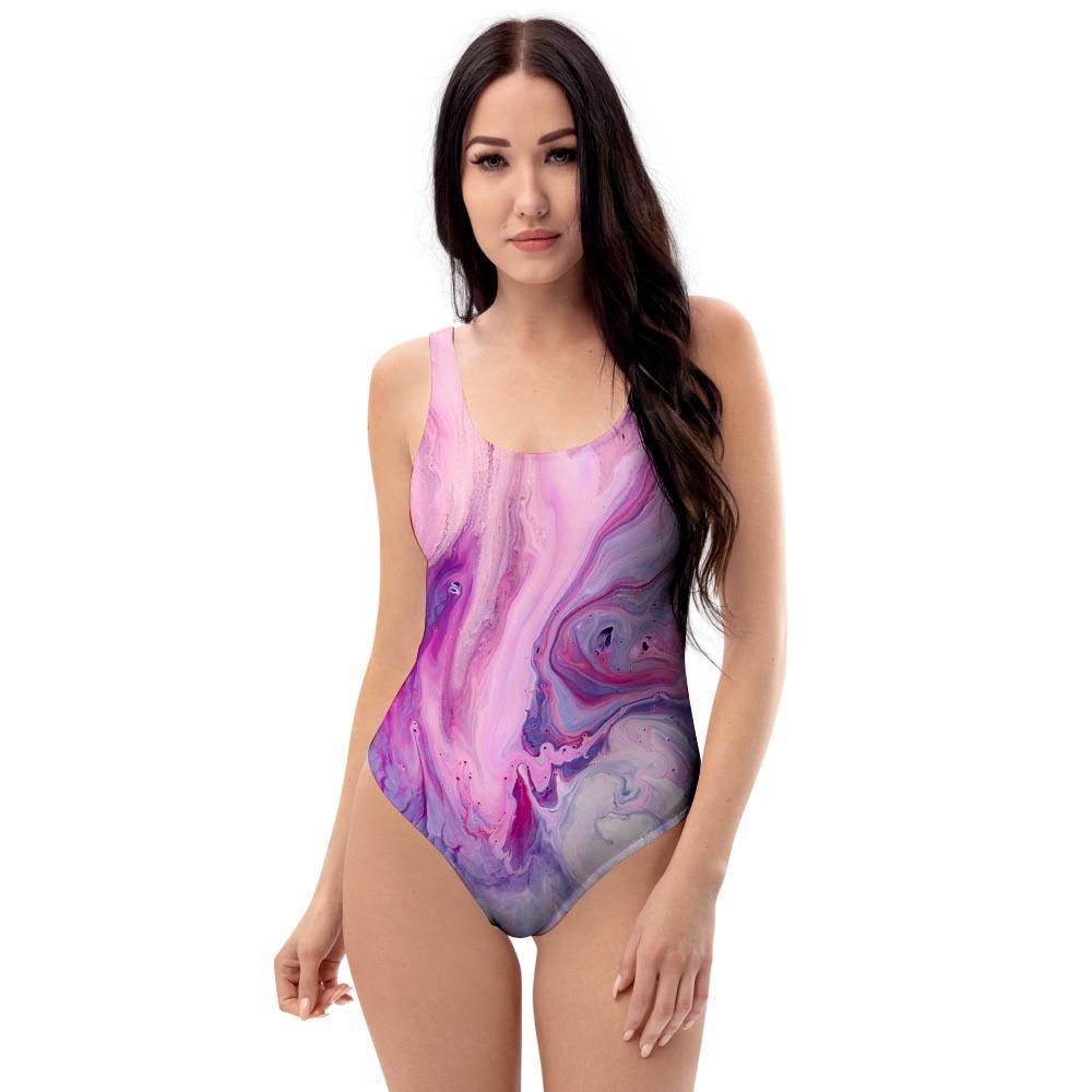 Purple Marble One Piece Swimsuite-grizzshop
