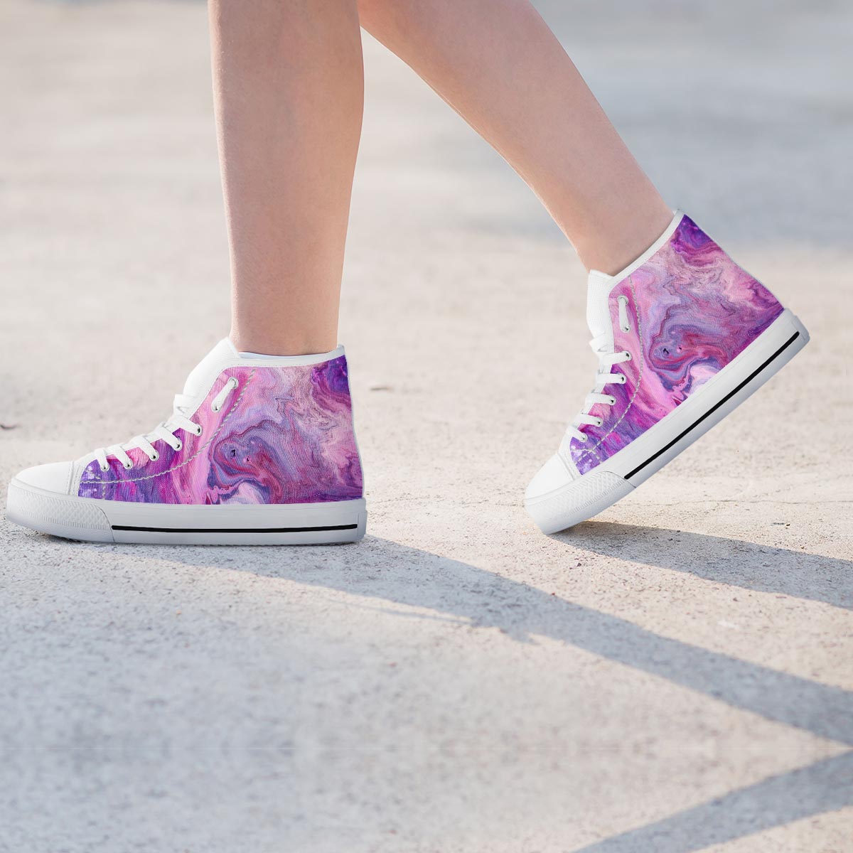 Purple Marble Women's High Top Shoes-grizzshop