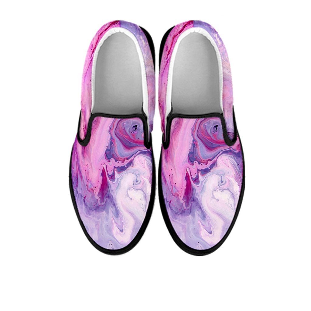 Purple Marble Women's Slip On Sneakers-grizzshop