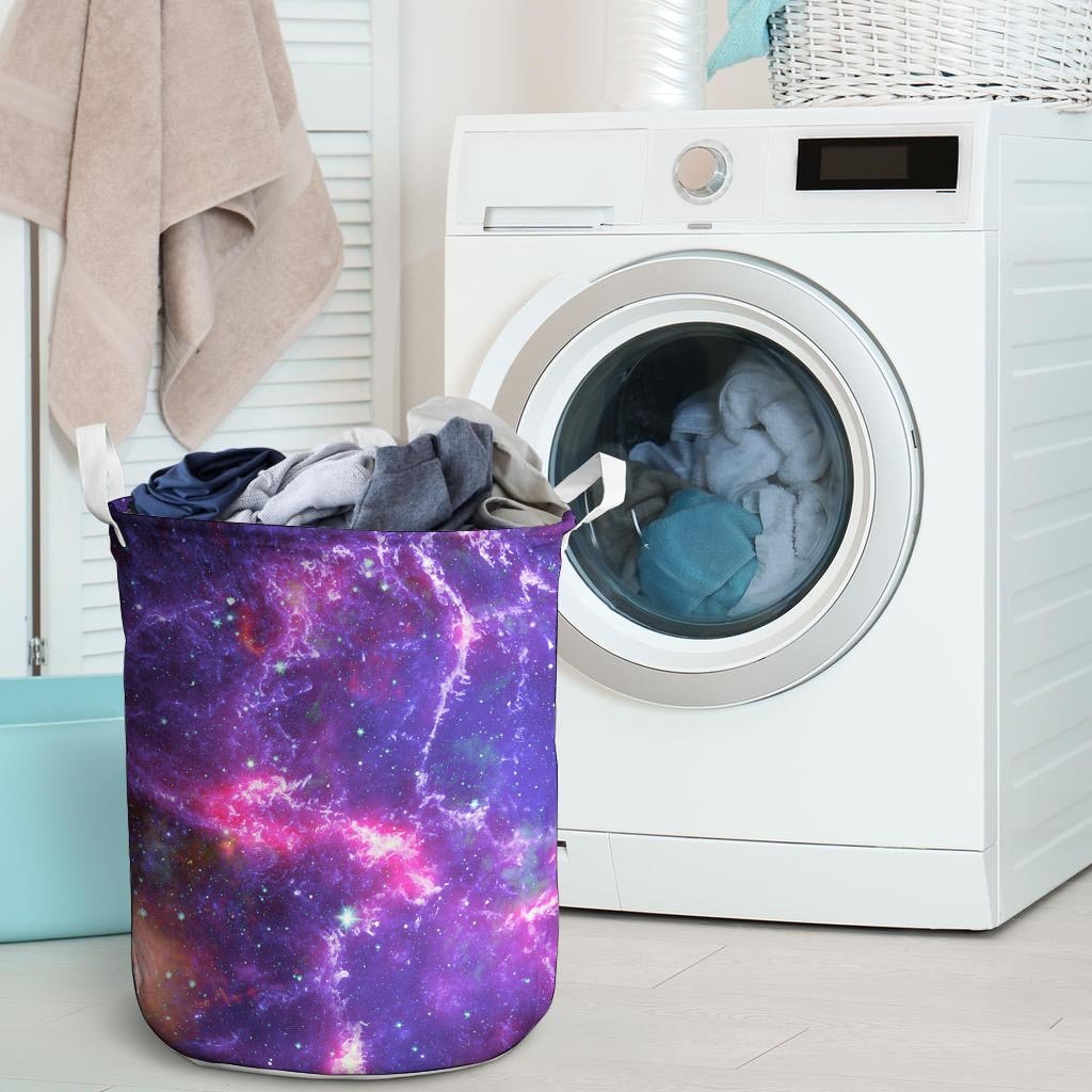 Purple Nebula Galaxy Space Laundry Basket-grizzshop