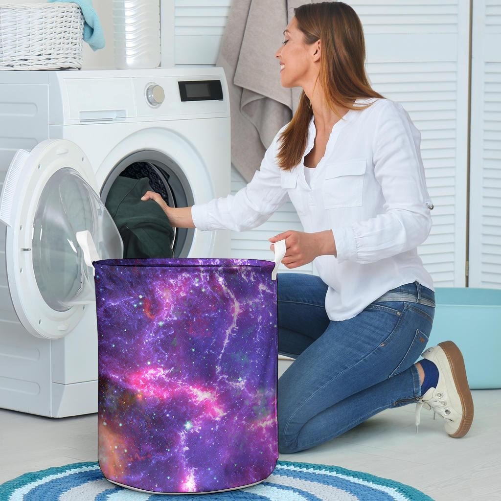 Purple Nebula Galaxy Space Laundry Basket-grizzshop