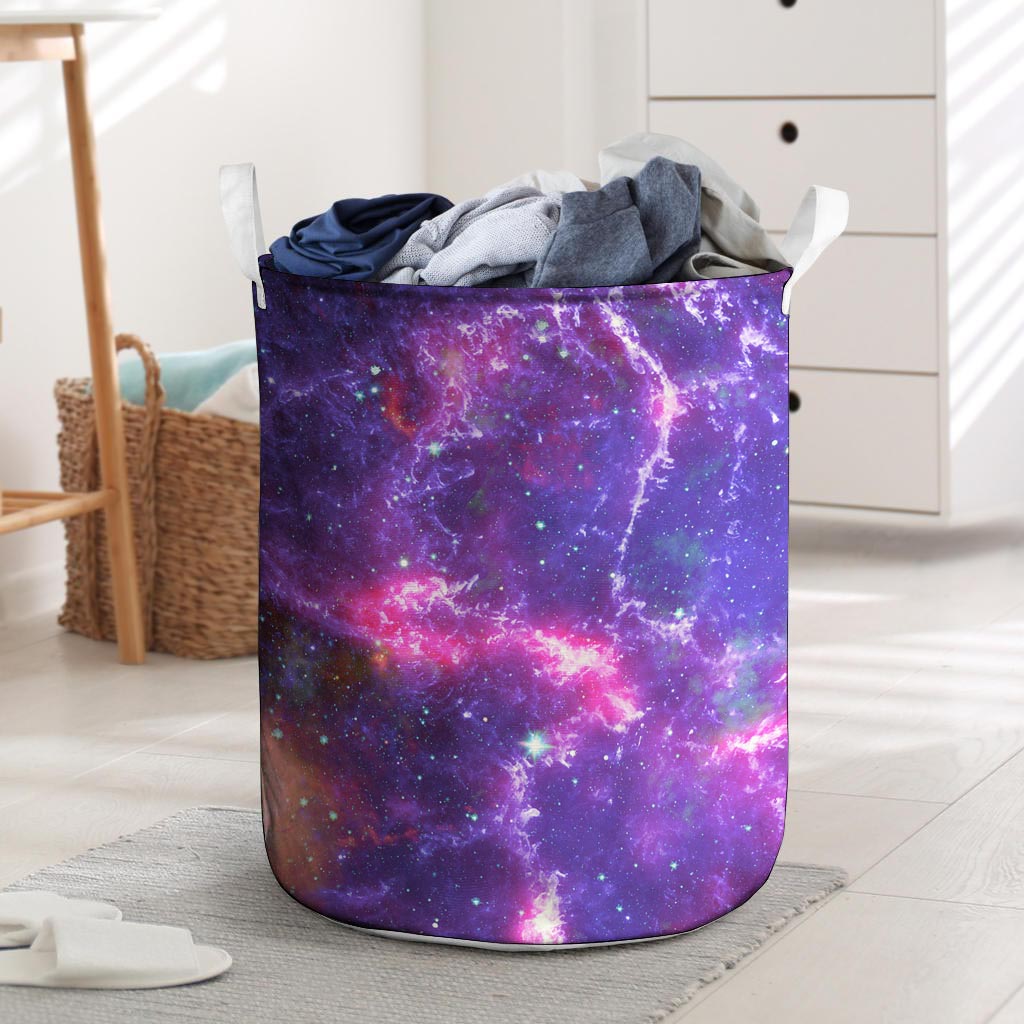 Purple Nebula Galaxy Space Laundry Basket-grizzshop