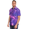 Purple Nebula Galaxy Space Men's Short Sleeve Shirt-grizzshop