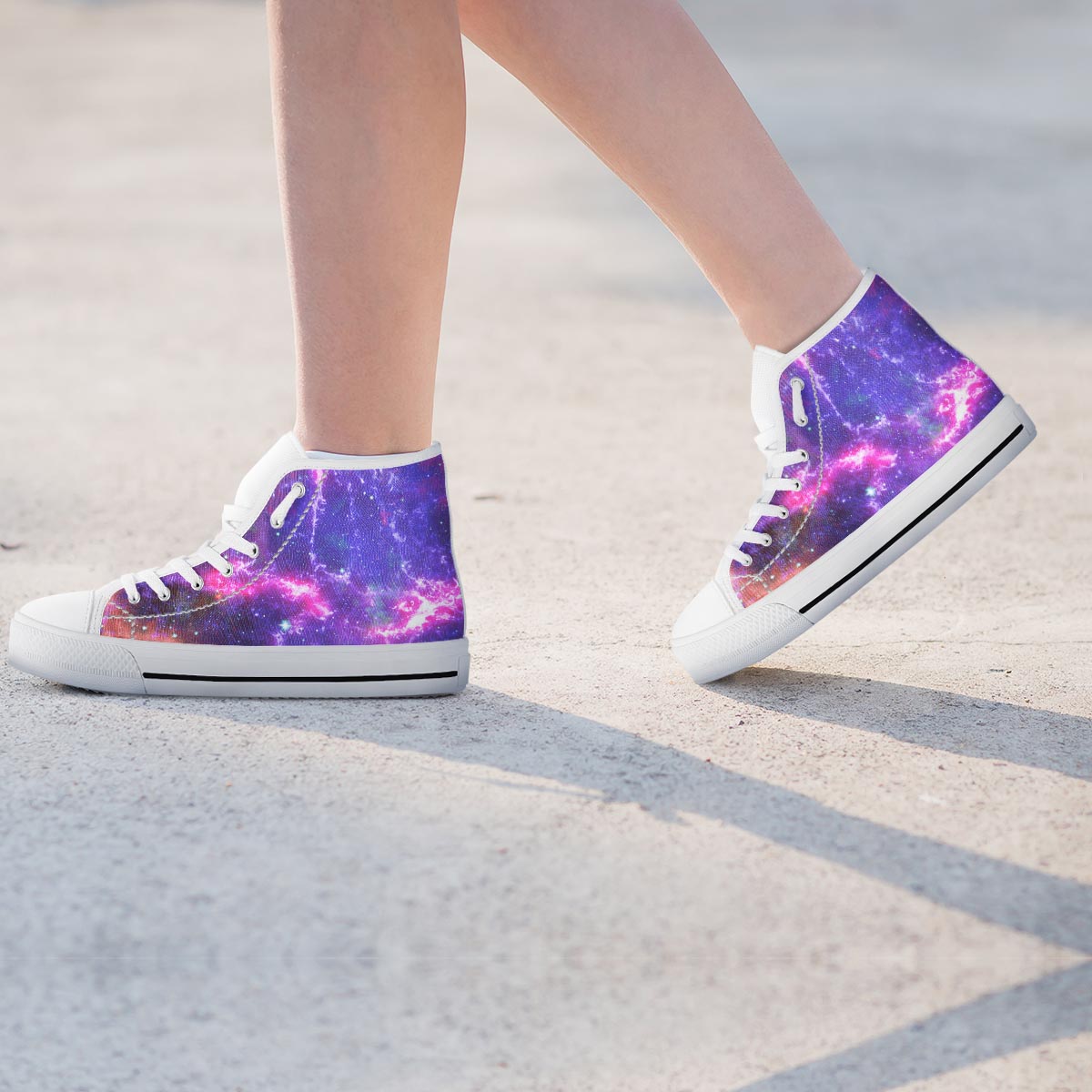 Purple Nebula Galaxy Space Women's High Top Shoes-grizzshop