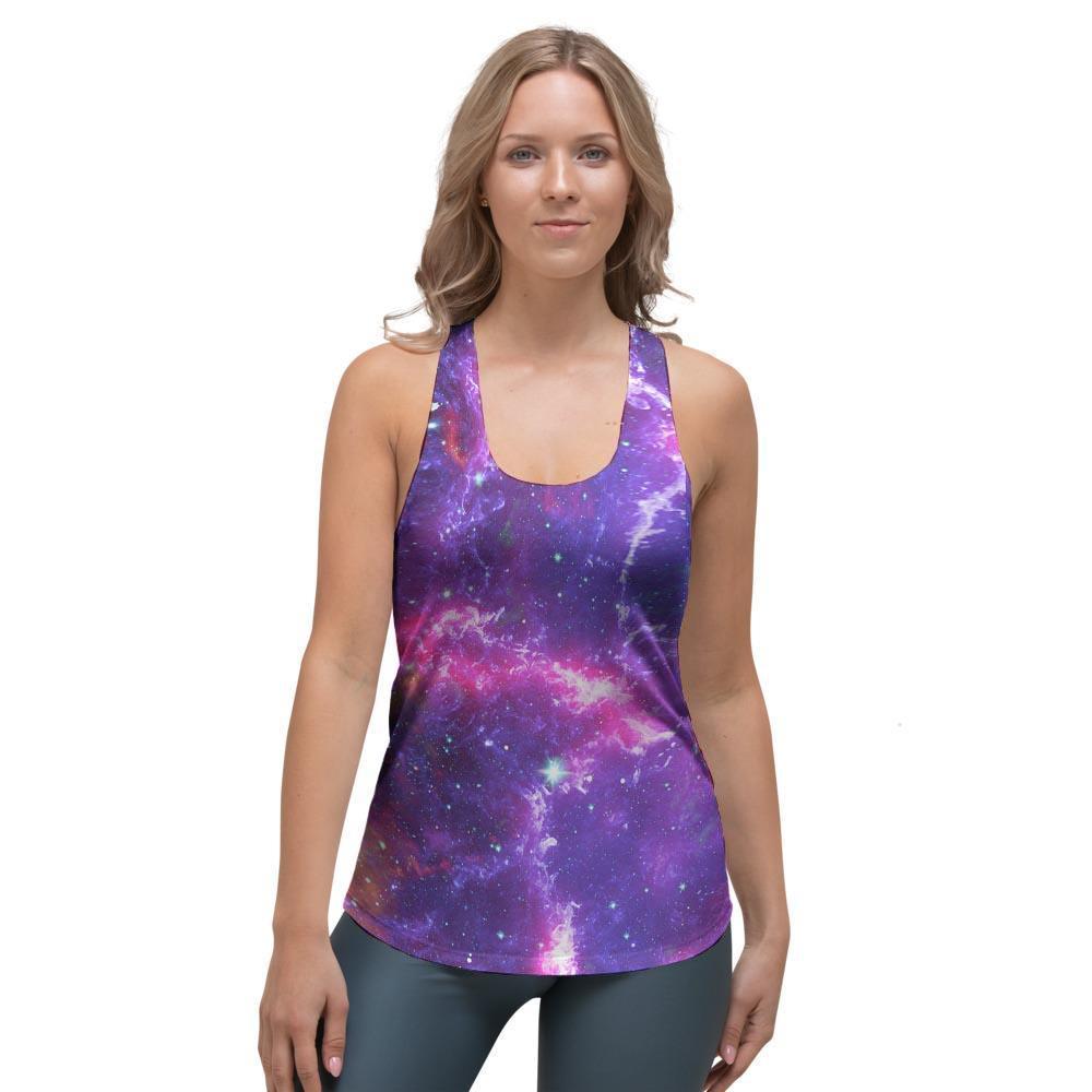 Purple Nebula Galaxy Space Women's Racerback Tank Top-grizzshop