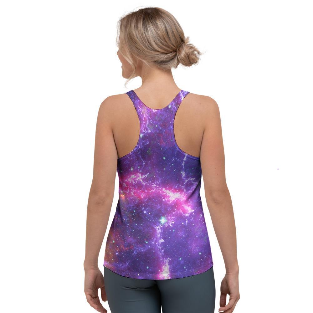 Purple Nebula Galaxy Space Women's Racerback Tank Top-grizzshop