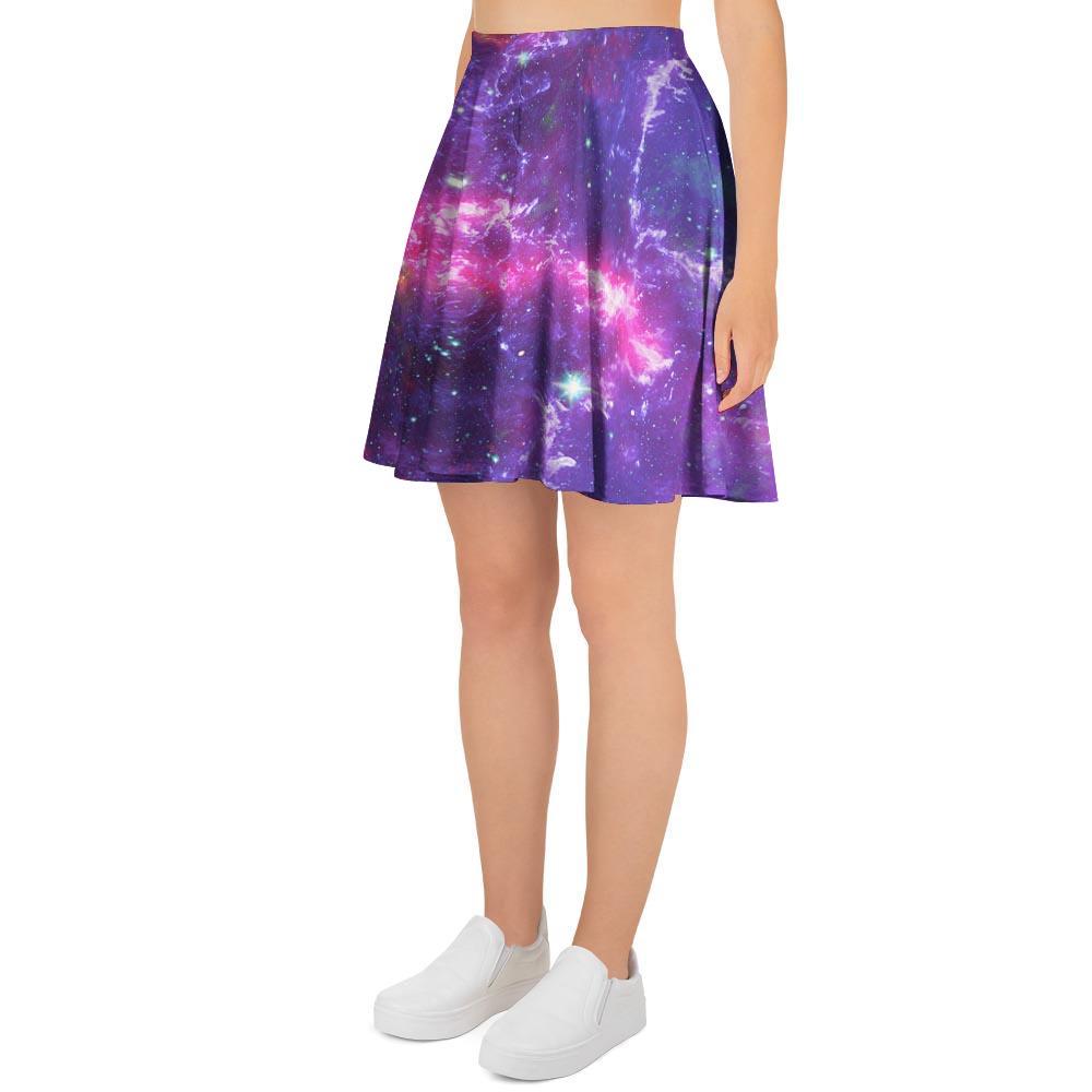 Purple Nebula Galaxy Space Women's Skirt-grizzshop