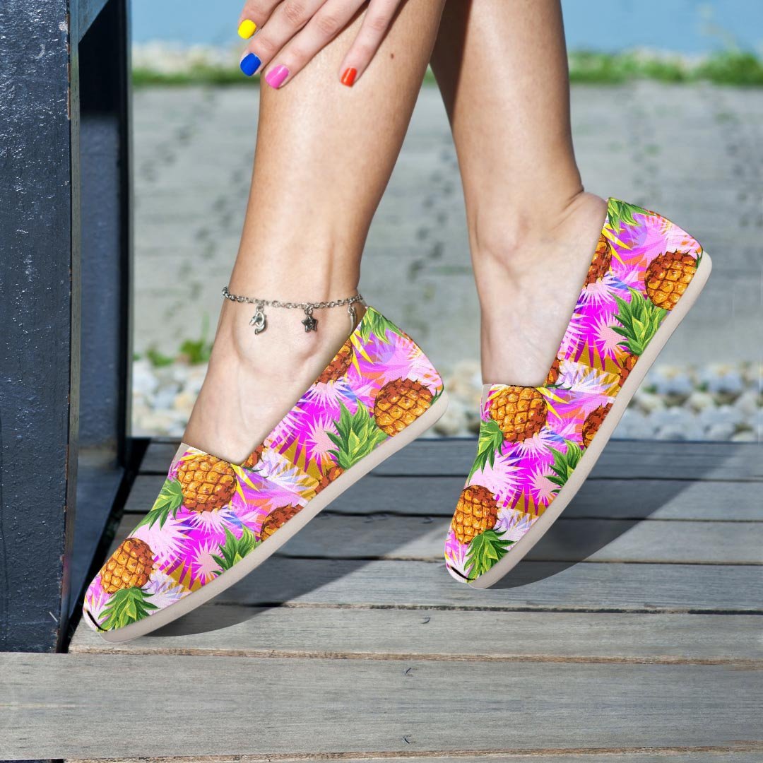 Purple Neon Pineapple Hawaiian Print Canvas Shoes-grizzshop
