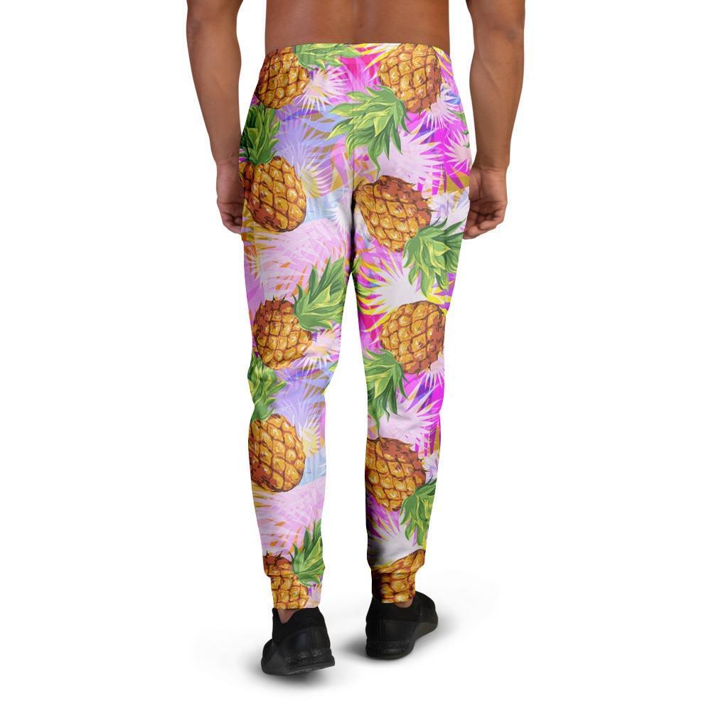 Purple Neon Pineapple Hawaiian Print Men's Joggers-grizzshop