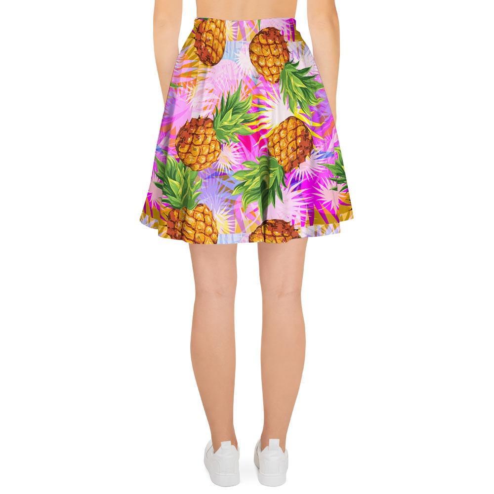 Purple Neon Pineapple Hawaiian Print Women's Skirt-grizzshop