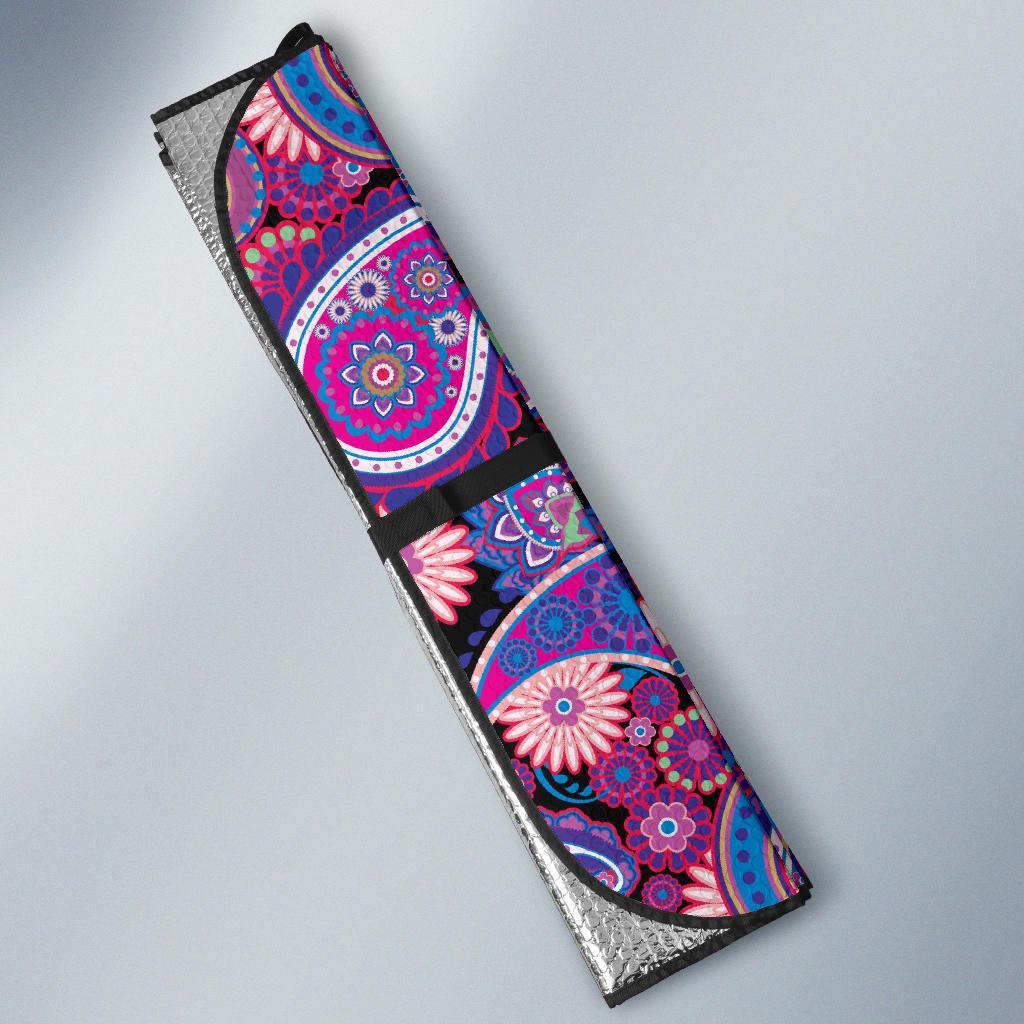 Purple Paisley Pattern Print Car Sun Shade-grizzshop