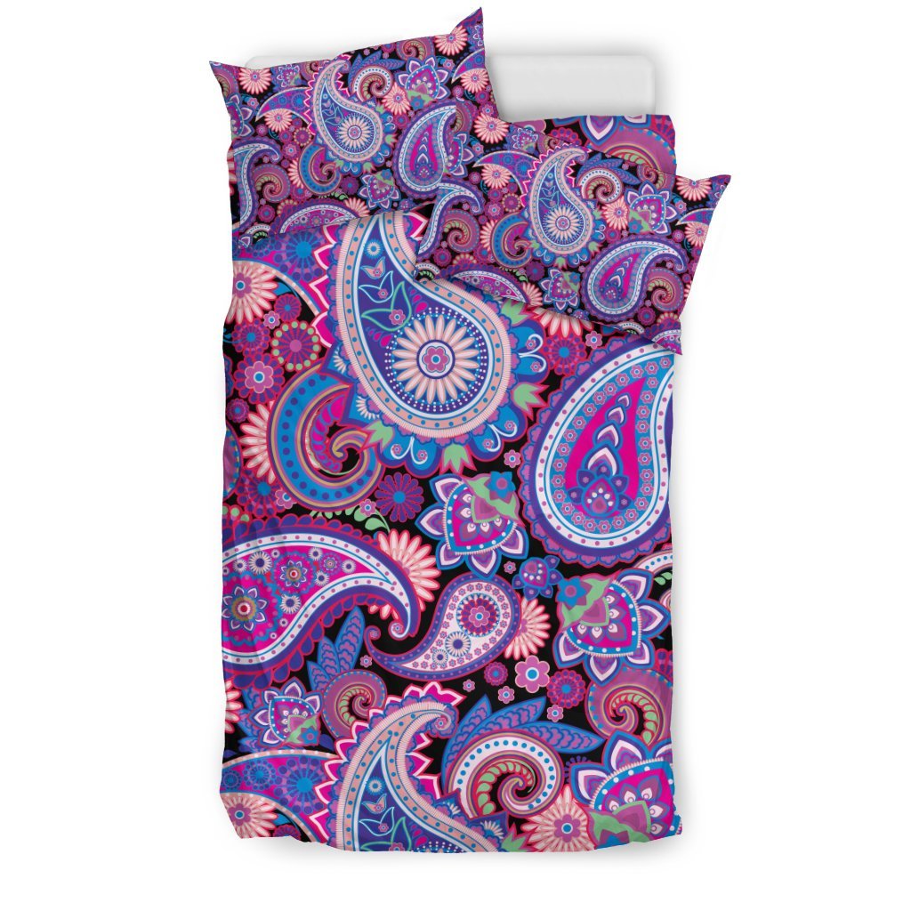Purple Paisley Pattern Print Duvet Cover Bedding Set-grizzshop