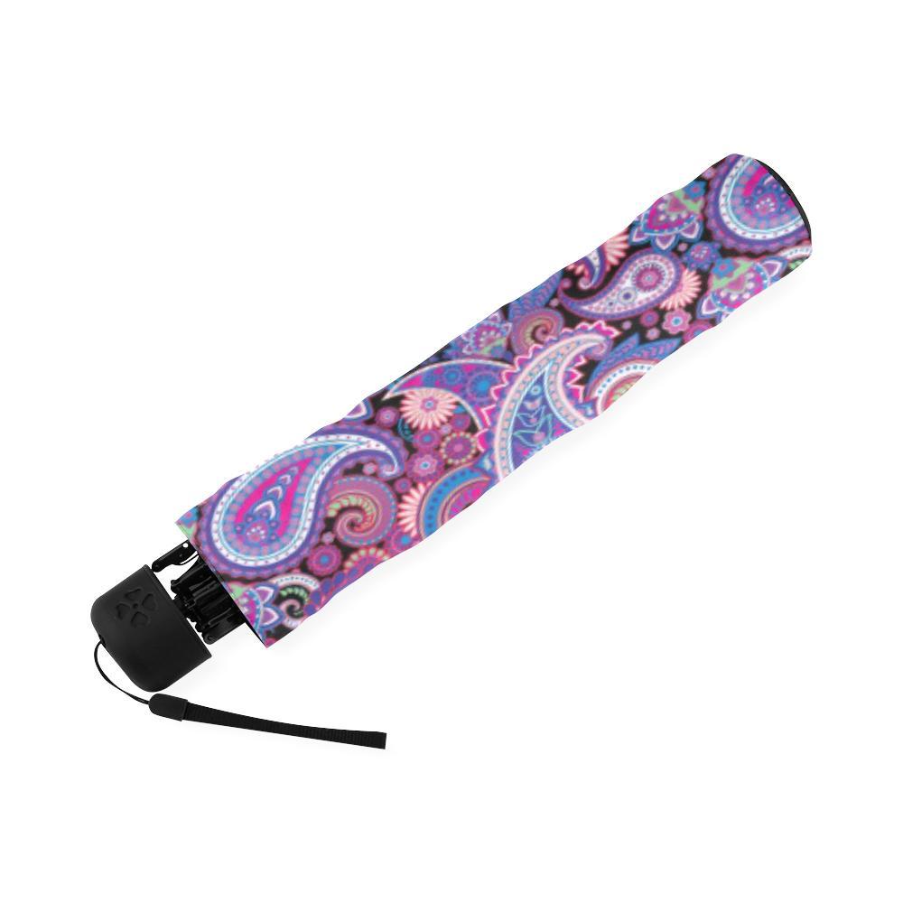 Purple Paisley Pattern Print Foldable Umbrella-grizzshop