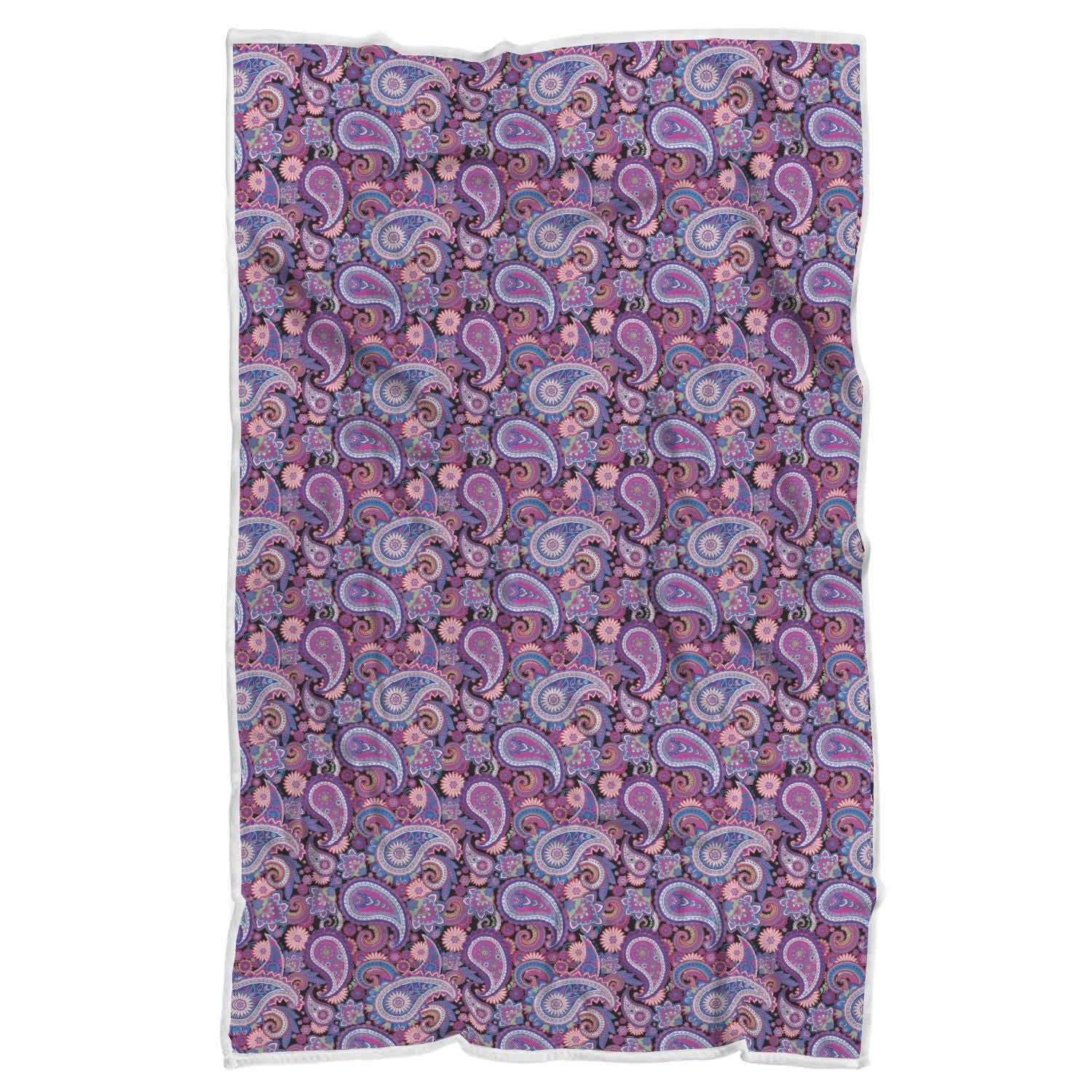 Purple Paisley Pattern Print Throw Blanket-grizzshop