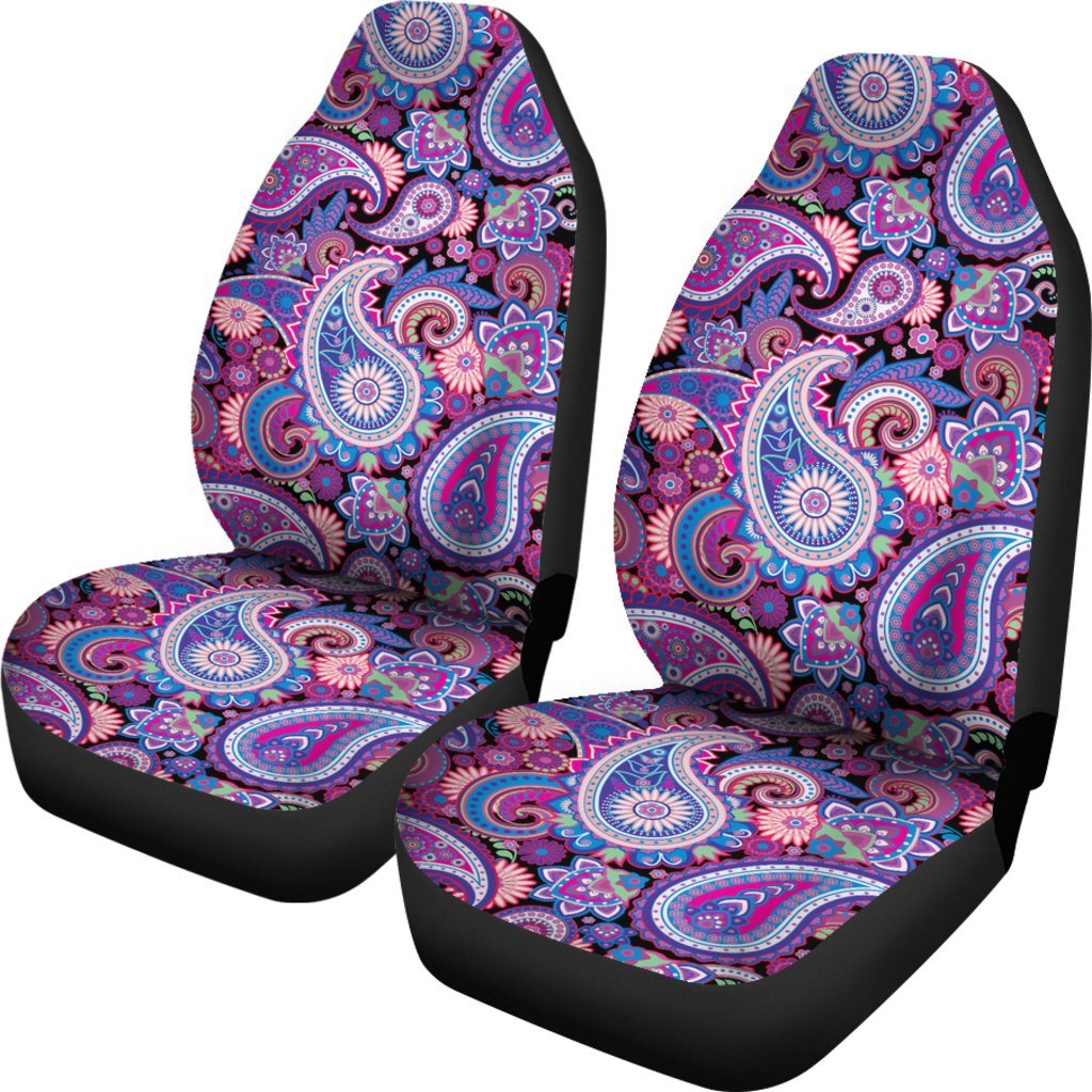 Purple Paisley Pattern Print Universal Fit Car Seat Cover-grizzshop