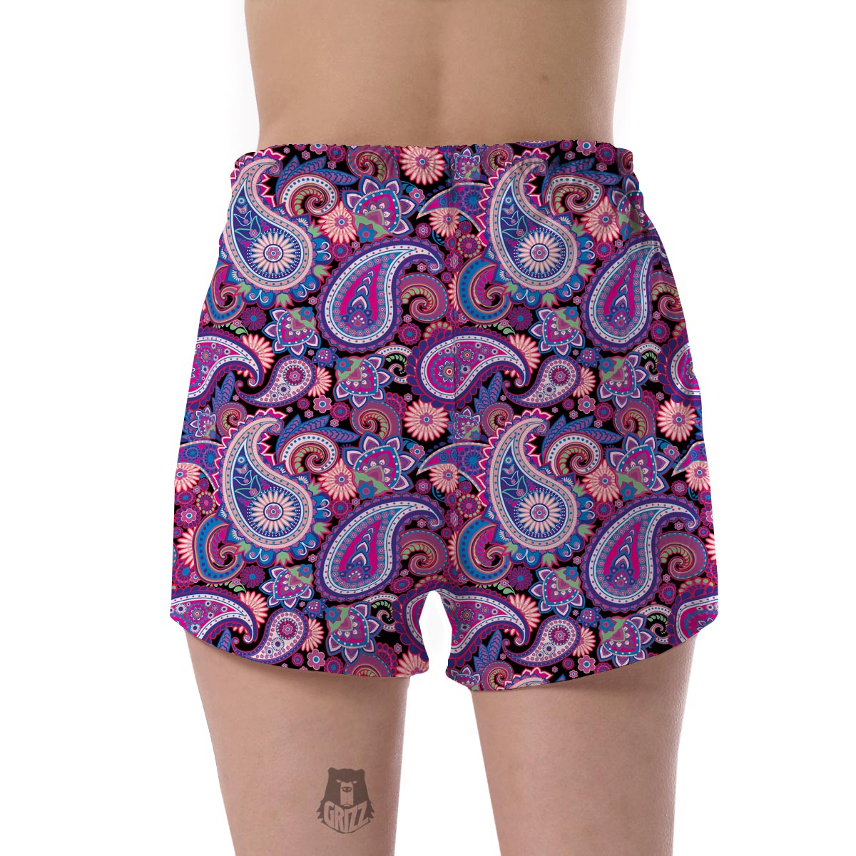 Purple Paisley Pattern Print Women's Shorts-grizzshop