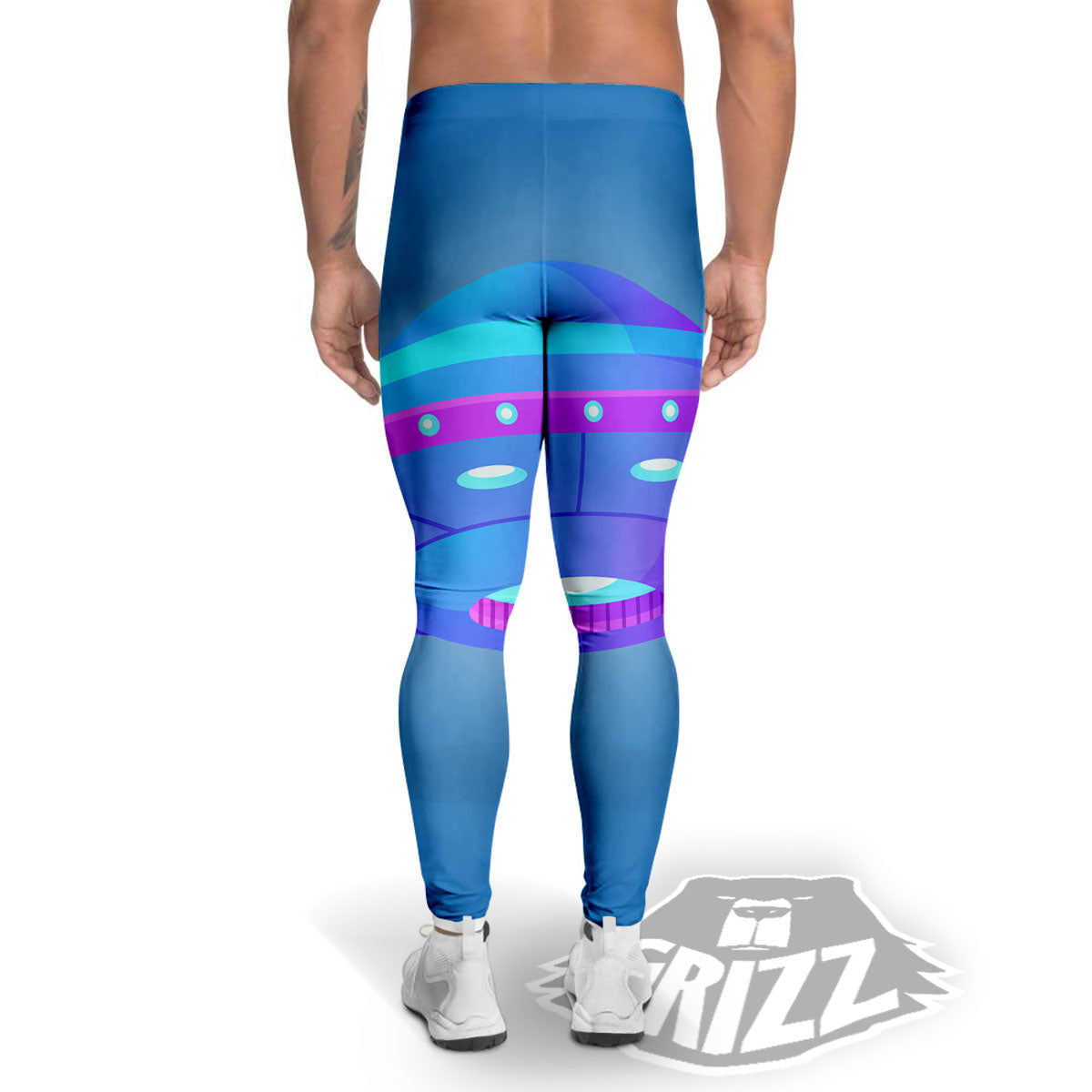 Purple Pink UFO Print Men's Leggings-grizzshop